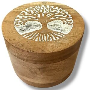 Small Wood Urn for Human & Pet Ashes Tree of Life Memorial Keepsake, Eco-Friendl